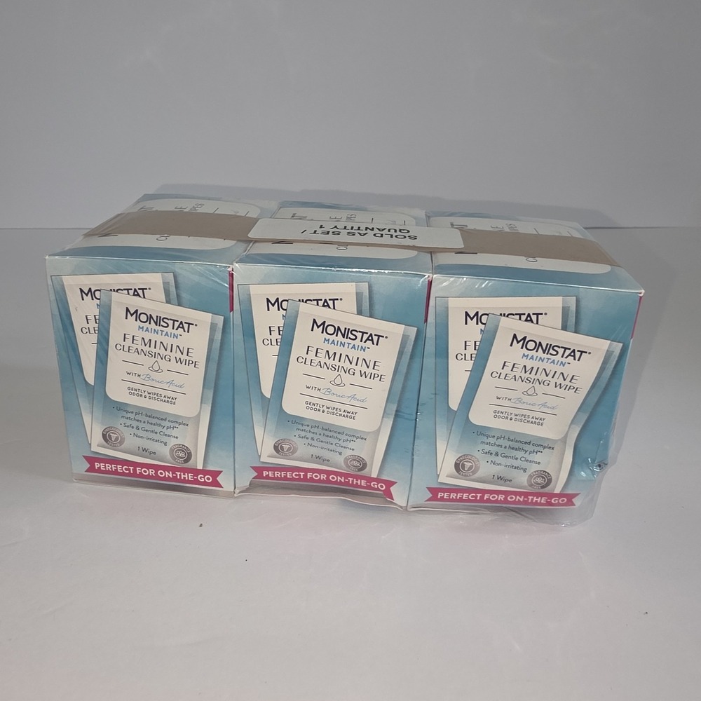 Monistat Maintain Boric Acid Feminine Wipes, 12 Count (Pack of 3)
